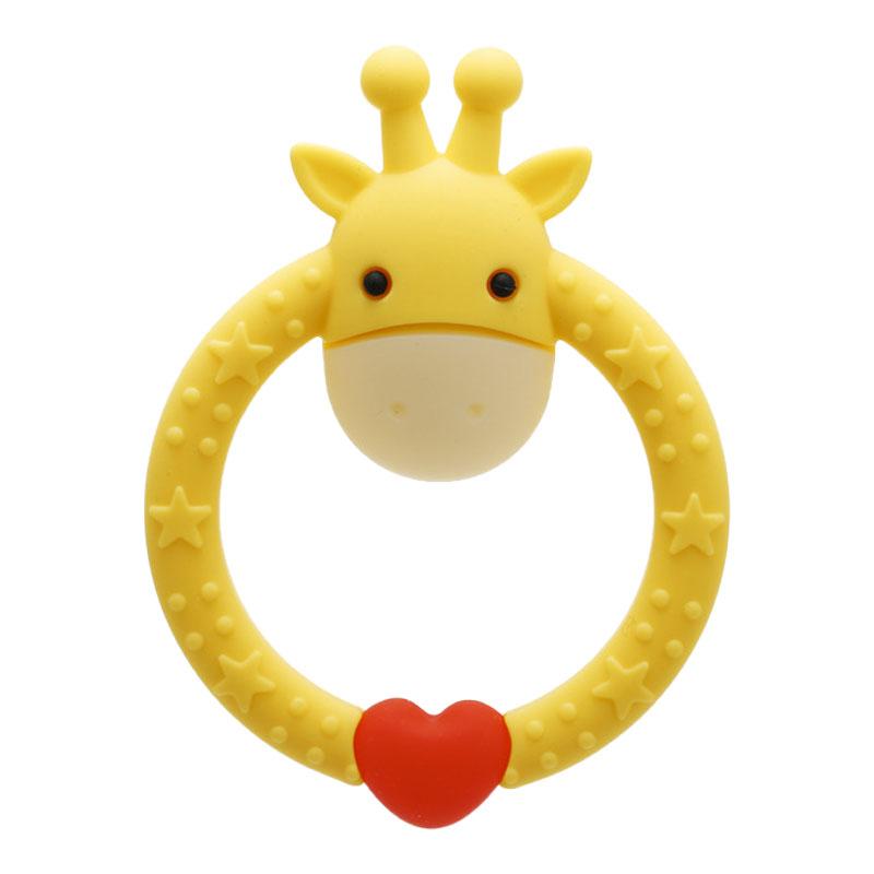 Baby Cartoon Round Giraffe Shaped Teething Relief Toy Soft Silicone Cute Infant Chew Sensory Toy