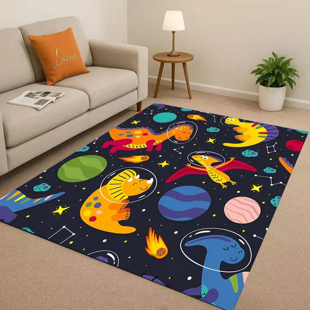2026 New Space Dinosaur Cartoon Dino Art Living Room Non-Slip Area Rug Carpet for Bedroom Kids Playroom Sofa,Home Decor Doormat