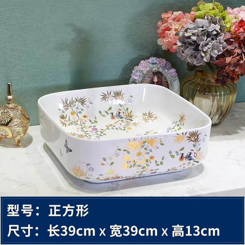 Art Ceramic Washbasin Bathroom Sink Lavatory Sink Ceramic Countertop Wash Basin Bathroom Vessel Sink Bowl for Vanity Top