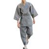 Japanese Samue Shijira-ori Men's Japanese Workwear, Cotton-linen Blend, Summer, Cool, Loungewear Size M Color Light Gray