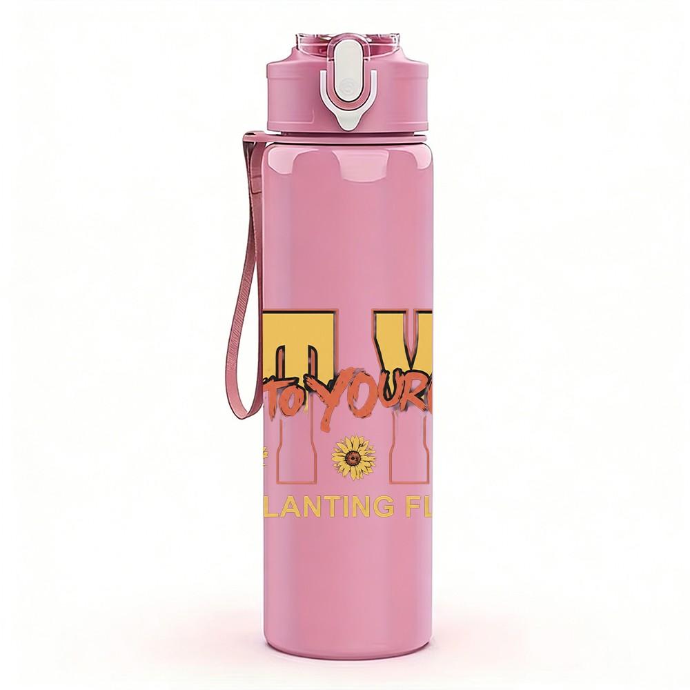 1PC Retro Keep Planting 750ml Sports Water Bottle Leakproof Straw Lid Outdoor Office Home