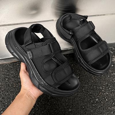 Lässige Sandalen 2025 Sommer neu atmungsaktiv Strand Outdoor leicht kühl Hausschuhe 471220 schwarz-J
