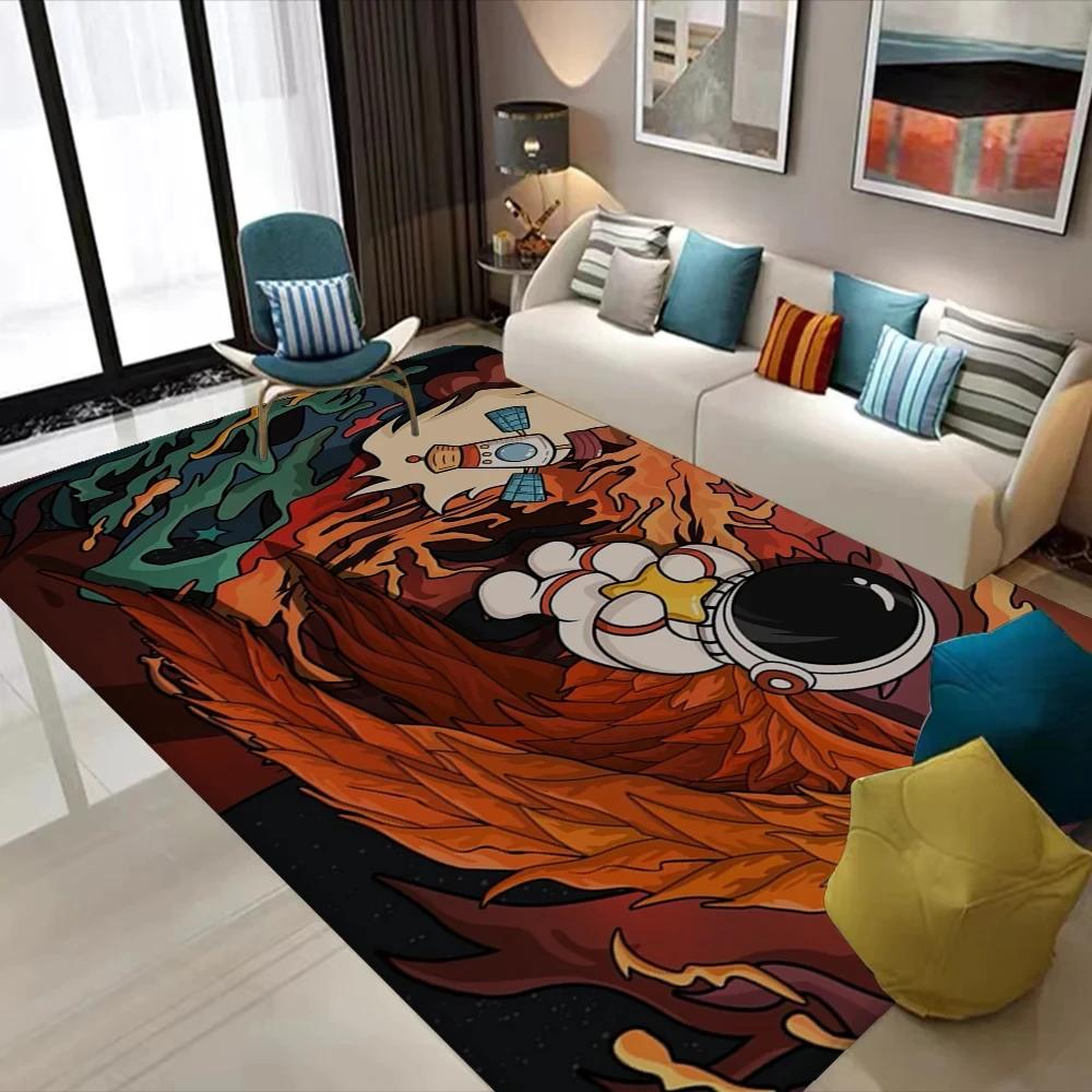Cartoon Space Astronaut Carpet Galaxy Universe Rug Planet Rocket Kids Bedroom Decor Floor Mat Home Bathroom-Toilet Mats Doormat