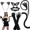 Women's Costume Accessories Set with Ears Headband Tail Gloves for Halloween Party