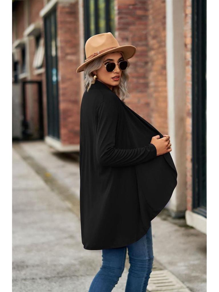 2025 European & American Autumn/Winter Women's Long-Sleeve Solid Color Loose Cardigan