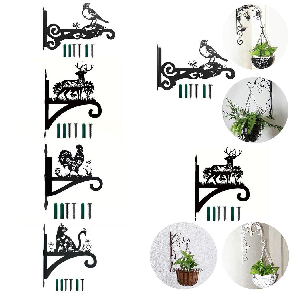 Iron Bracket for Hanging Plant Basket with Screws Animal Design for Deck And