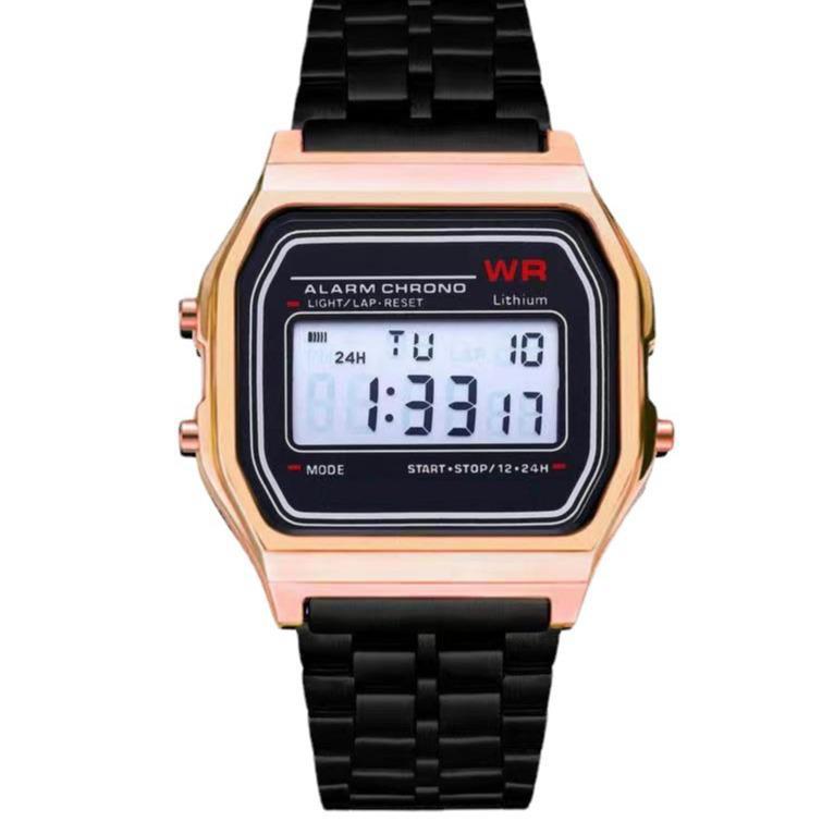 Multicolor LED Steel Belt Electronic Watch with Cold Light