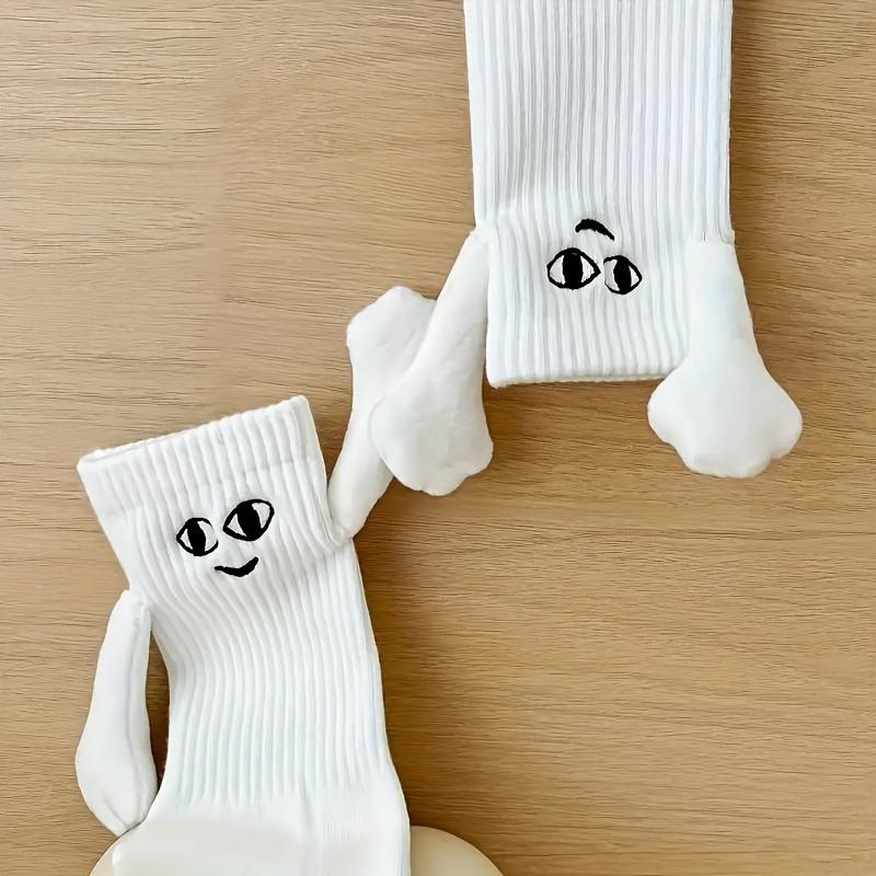3 Pairs Magnetic Connection Crew Socks Cozy Breathable Thermal Knit for Cooler Seasons Ideal for Matching with Partners