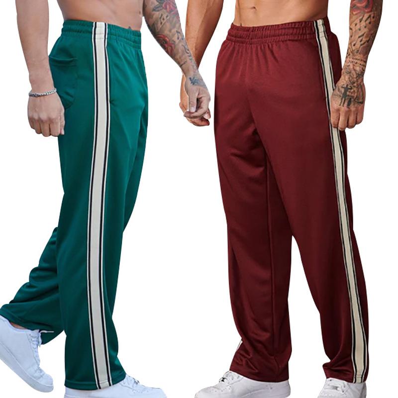 Summer side striped sweatpants loose straight breathable large size casual sports cross-border trousers