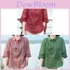 Vintage Floral Print Polo Neck Shirt For Women Summer Casual Loose Fit Blouse