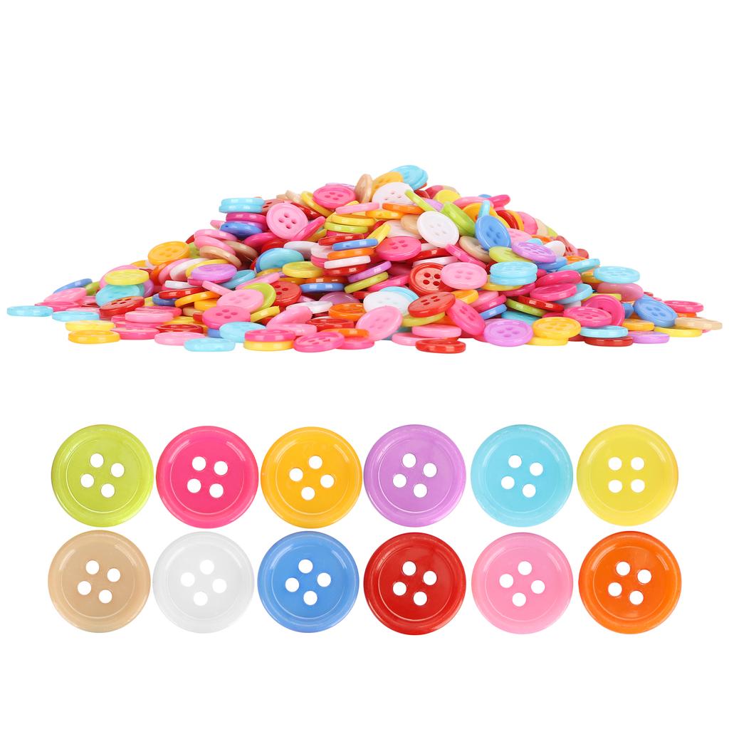 1000Pcs Mixed Color Buttons Plastic Sewing Manual DIY Clothing Accessories Hand Made Ornament(15mm )