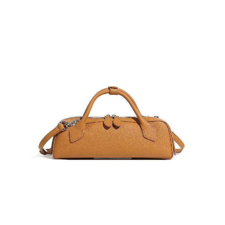 New genuine leather baguette bag, top-layer cowhide underarm shoulder bag, niche large-capacity handbag, fashionable baguette bag