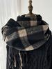 Women Winter Vintage Knitted Scarf Headscarf Ladies Men Casual Plaid Tassel Warm Scarve Mujer Male Wrap Shawl Unisex New Korean