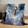 "Jesus Ascending Among the Clouds" Patterned Blanket, Flannel, Suitable for All Seasons, Home Decor, Warm and Cozy