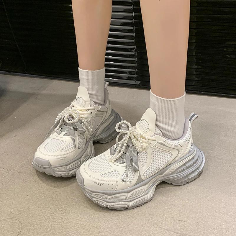 Fashion Shoes for Women 2025 New Front Lace-up Women's Vulcanize Shoes Fashion Round Toe Mesh Outdoor Best Seller Breathable Sneakers