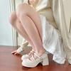 Soft-soled Waterproof Table Mary Jane Shoes Medium Heel Gentle with Skirt Light Mouth Single Shoes Thick Heel High Heels