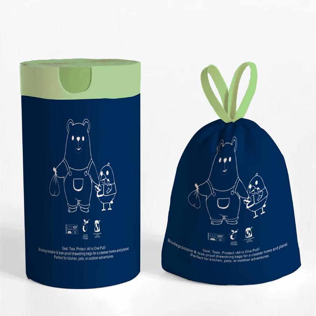 PLA Corn Starch Biodegradable Compostable Trash Bags for Kitchen & Household flat opening