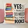 1Pc Book Lover Slogan Printed Throw Pillow Cover,Suitable For Sofa, Bedroom, Living Room, Study Room,A Fun Gift For Book Lovers.