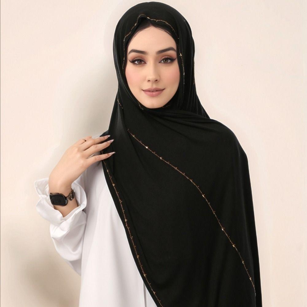 Glitter Shimmer Edge Stretch Shawl Soft Headband Turban New Headscarf For Women