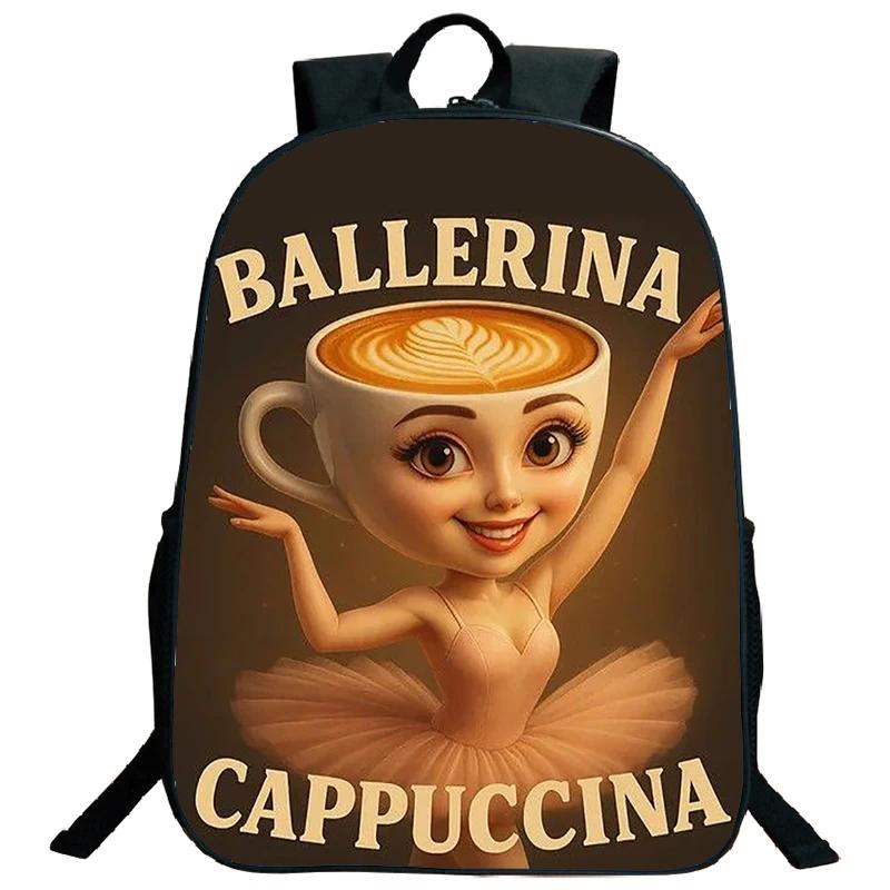 Funny Italian Brainrot Printed Backpack for Boys Girls Cappuccino Assassino Schoolbag Kids Bookbag Italian Brainrot Bags Mochila