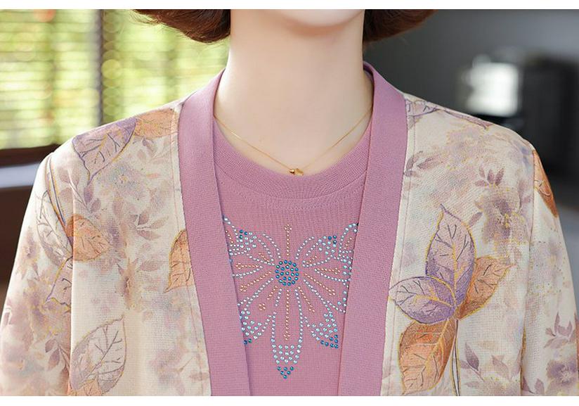 2026 Spring Collection: Stylish Outerwear & T-Shirt Set for Middle-Aged and Elderly Women - Perfect for Spring/Autumn