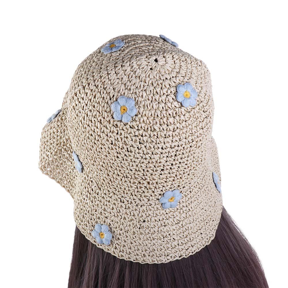Protection Flower Handmade Weave Boho Beach Hat Sunscreen Straw Hat Sun Protection Sun Cap Sun Hat
