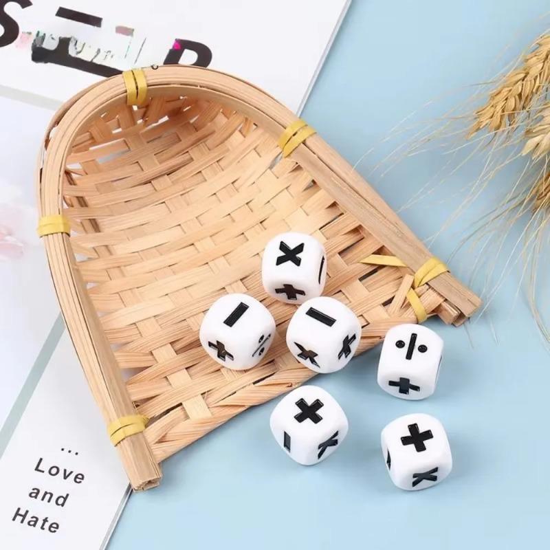 1/4PCS 16mm Resin Addition Subtraction Multiplication Division Symbols Dice Operation Props Kid's Educational Assist Accessories