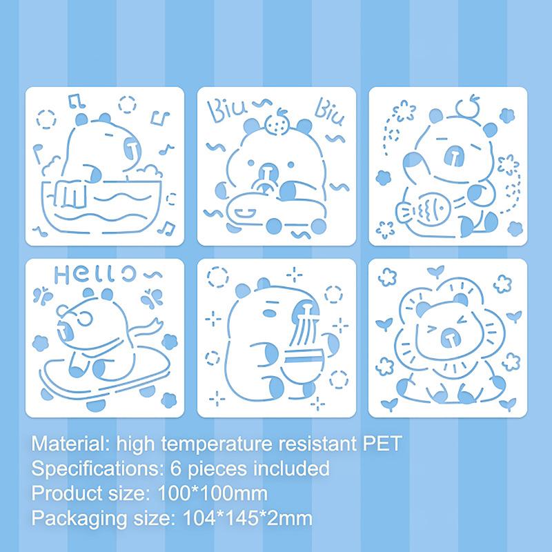 

6 листов симпатичных выдолбленных капибара картины штампы трафареты сделай сам скретч штамп картина шаблон ручная роспись шаблон A1