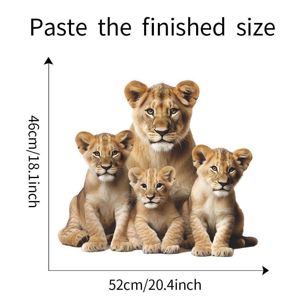 Cartoon Realistisch Eltern-Kind Löwen Fenster Tür Wandaufkleber Selbstklebend für Schlafzimmer Heimdekoration