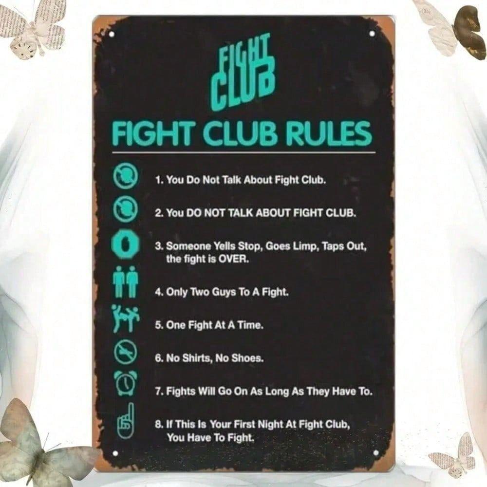 Fight Club Bar Regeln Metall Wandkunst Retro Dekor Schild