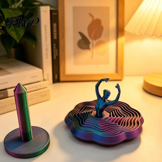 Artistic Fidget Spinner 3D Printed Spinning Ballerina Toy Ballet Dancer Expanded Sensory Office Desk Stress Reliever Whirling Spiral Relief for Adults