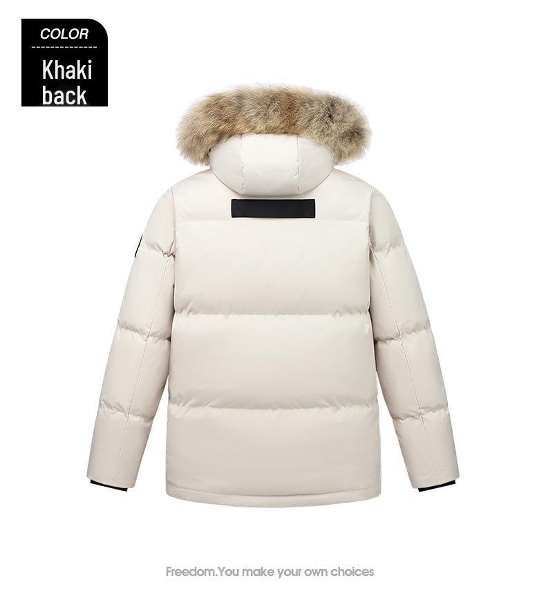 Herren Parka mit Kapuze und Pelzkragen - Dicke, Warme, Trendige Winterjacke mit 90% Weißen Entendaunen