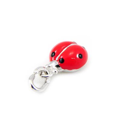 [G6509] - Red 'Ladybug' Silver Pendant