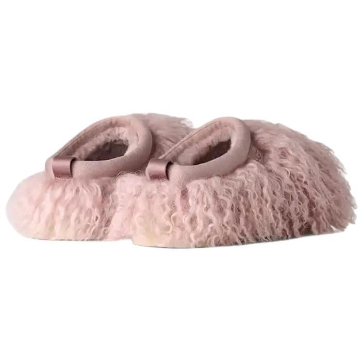 UGG Tazz Fluff Momma Versatile Slip On Fleece Lined Mules EVA Abrasion Resistant Closed Toe Slippers Women's Pink 1179371-FAWN