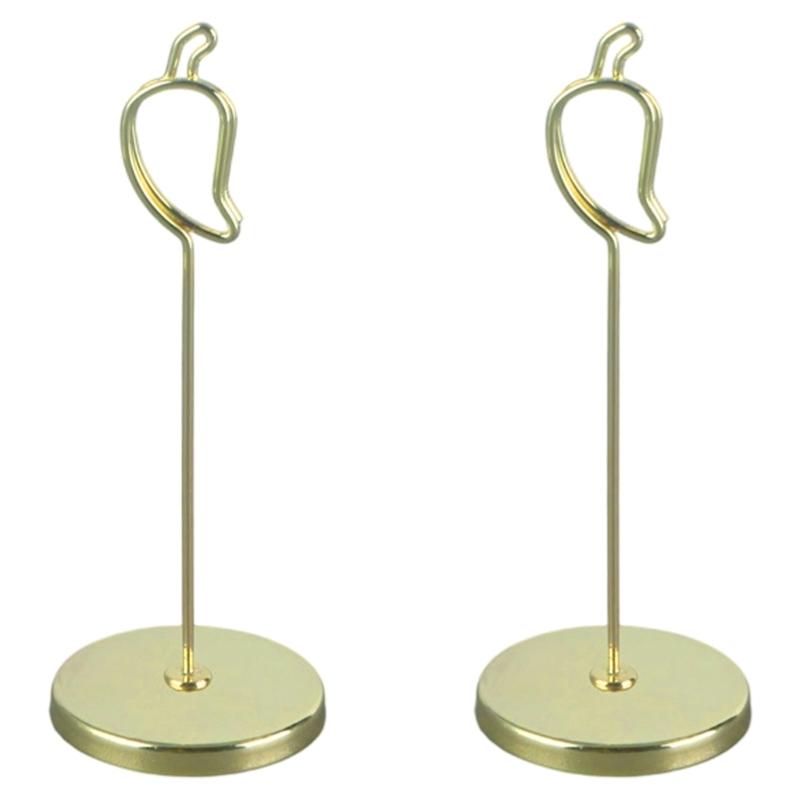 

2Pcs Pepper Shape Metal Note Memo Holder Place Card Holder Photo Display Stand For Table Decoration Festival Celebration золотий