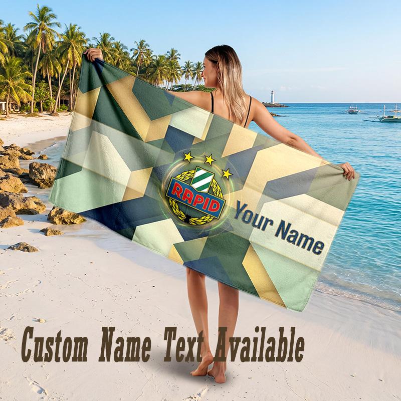 Rapid Wien FC Design Beach Towel Custom Text Large Towel for Beach Vacation