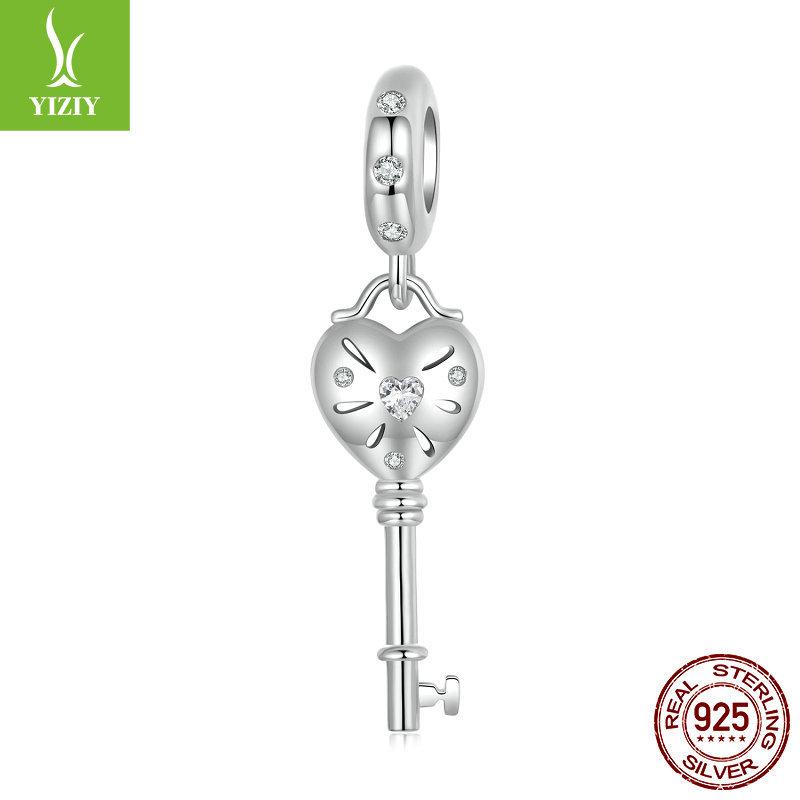 Personalized Fashion Love Key Diy Pendant Accessories, Lucky Charm S925 Silver Bracelet Beaded