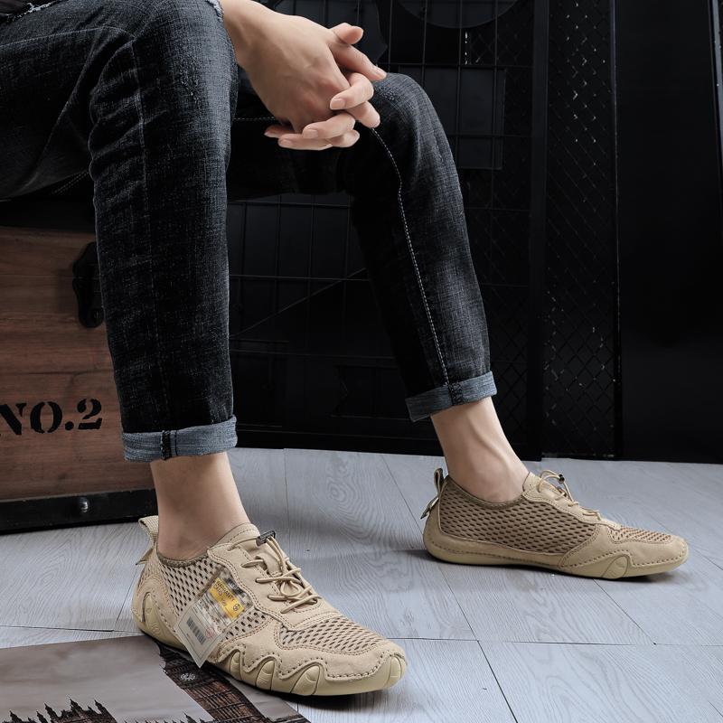 Мужская повседневная обувь из свиной кожи с резиновой мягкой подошвой и большой дышащей — фото 15