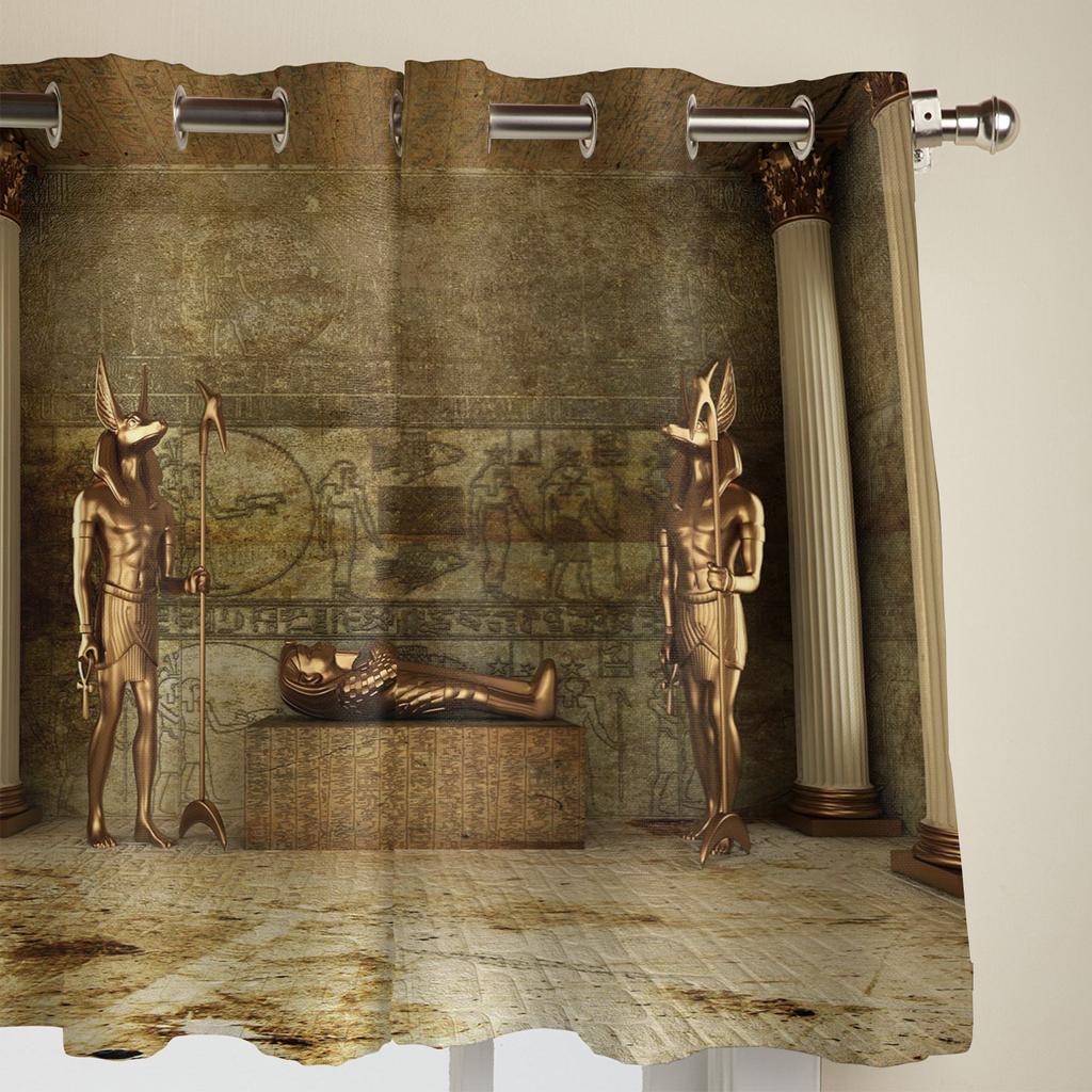 Egyptian Golden Brilliant Mausoleum Modern Window Curtains for Living Room Bedroom Curtain Blinds Drapes Door Curtains