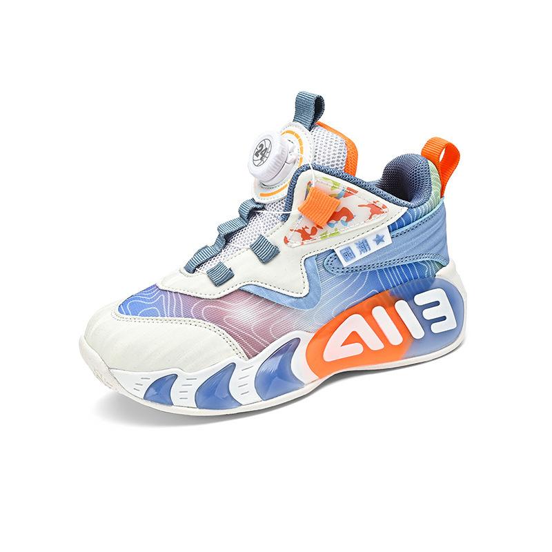 Breathable and wear-resistant leather surface friction mesh sports shoes running shoes children's basketball shoes sound actual combat teenagers have