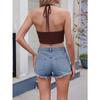 Women Sexy Leopard Print Halter Neck Cropped Cami Tank Top For Summer