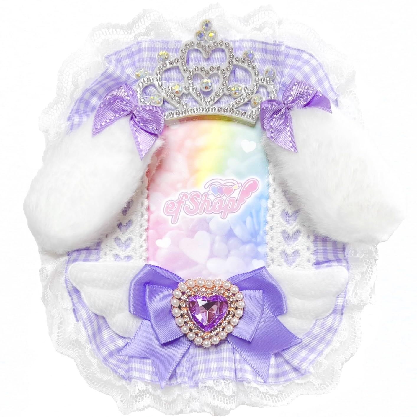 

Trading Card Case B8 Ears Gingham Hard Case Top Loader Oshikatsu [efShop] [Rabbit Check] (Lavender, Heart) лавандовий