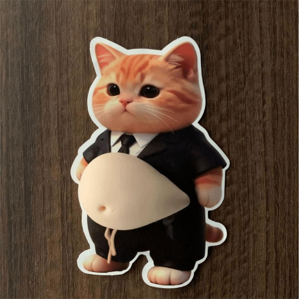 2Pcs Soft Silicone Soft Belly Sticker Cartoon Kitten Animal Decals  Phone Case Decoration