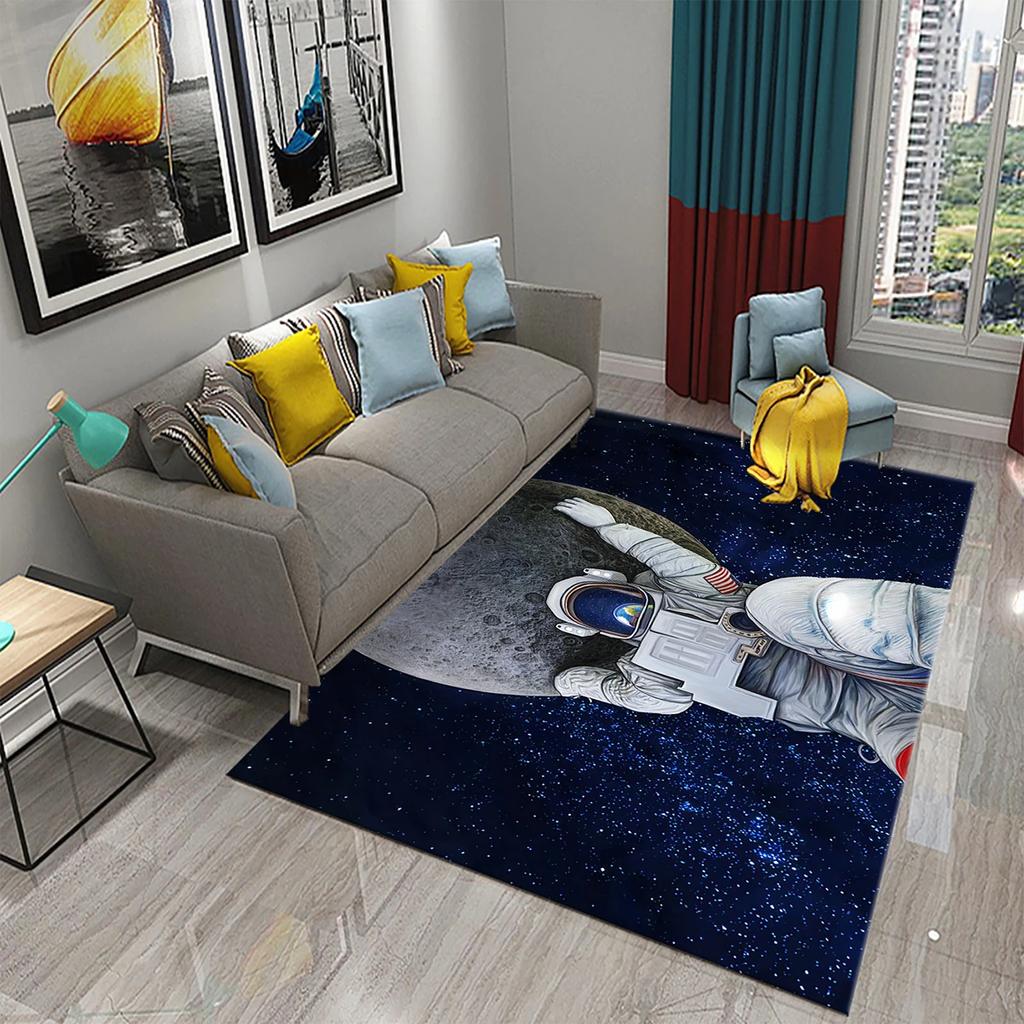 Astronaut Carpet Galaxy Universe Outer Space Moon Floor Mat Non Slip Rugs Door Mat Carpet for Living Room Bedroom Home Decor