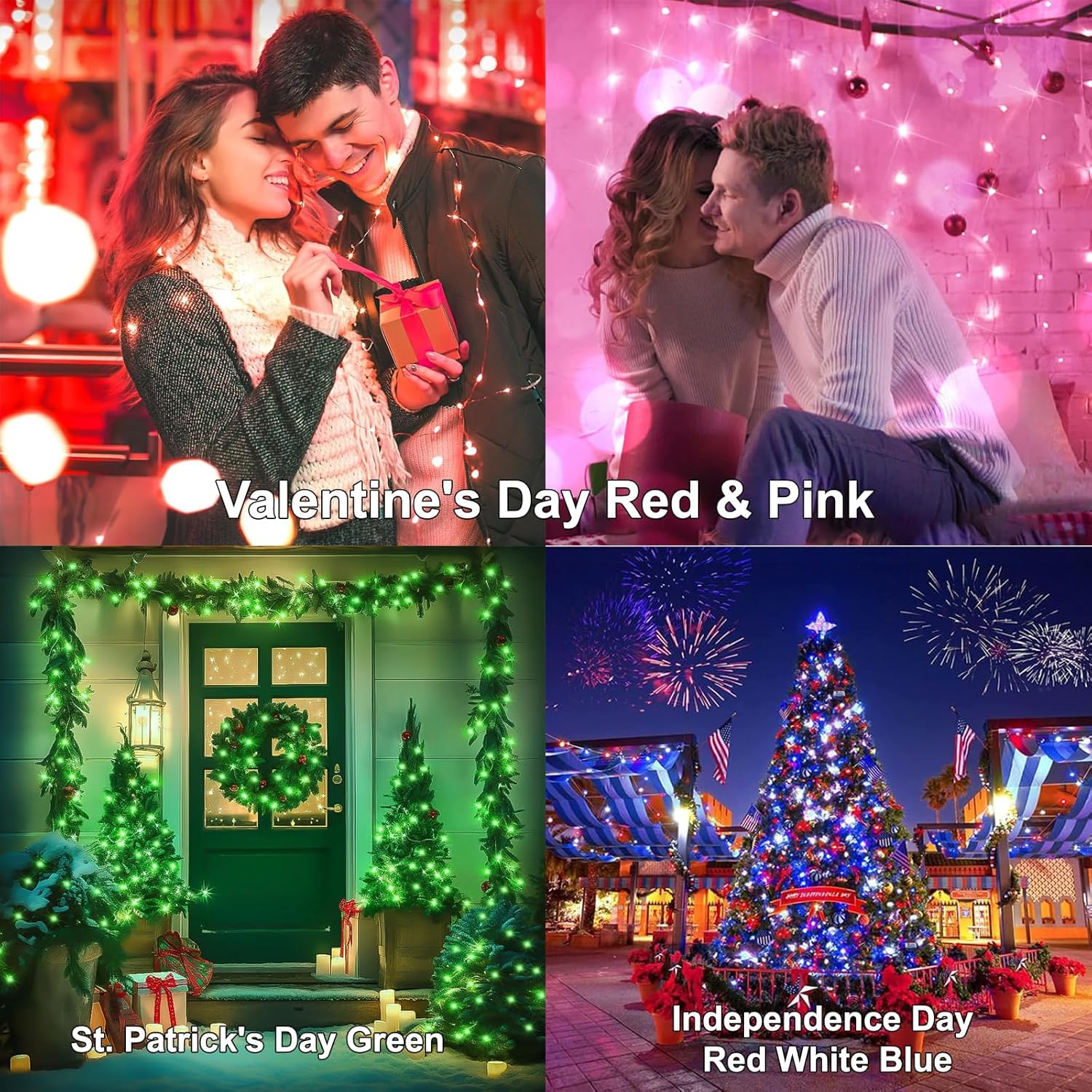 Color Changing Fairy String Lights, 33ft 100 LED Twinkle Lights with Remote & Timer, Multicolor Outdoor Christmas Lights for House Tree 4th of July