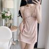 Ice Silk Pajamas Women's Suspenders New Summer Lace Sexy Temptation Nightgown Nightgown Two-piece Set High-end Loungewear