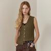 Pearl Button V Neck sleeVeless Knit Vest Ze09qk002na