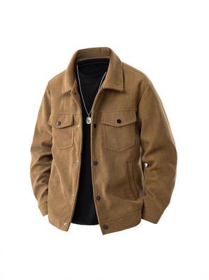 Men's Retro Corduroy Workwear Jacket: Casual American Style, Cool Lapel Top for Spring and Autumn.