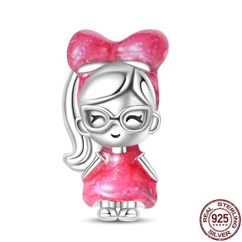 Genuine Copper Pink Princess Series-Crown Pendant Fit 3Mm Pan Bracelet Diy Charm For Women Jewelry Fashion Gift