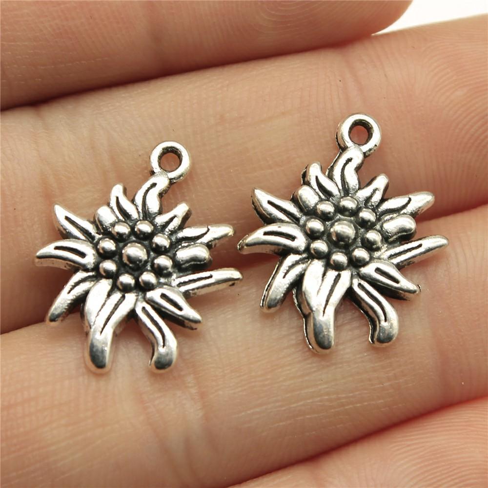 20 Stück Blumenanhänger Antiksilberfarbe Sonnenblumenanhänger Schmuck DIY Gänseblümchen-Anhänger Für Armbandherstellung